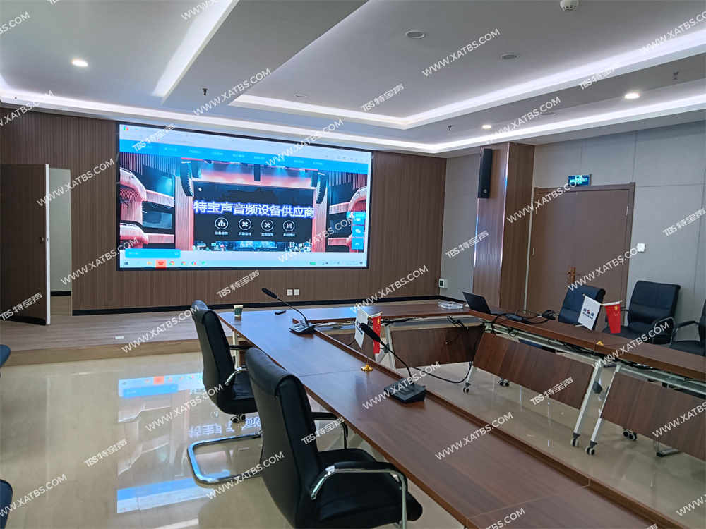 陕建一建集团二楼会议室大屏音响话筒中控系统安装